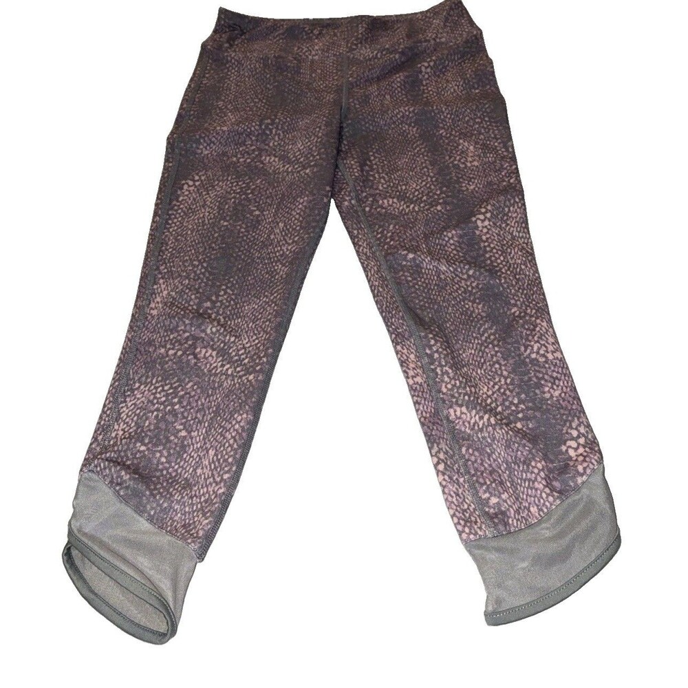 BCG Teen Girls Leggings Size L 12-14 Purple Snakeskin Crop Capri Active Pants